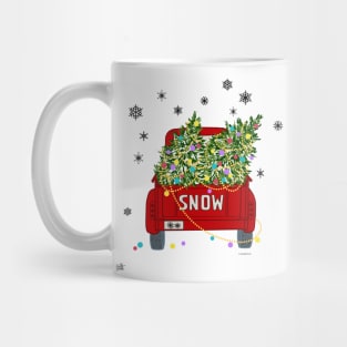 Christmas Tree Vintage Truck Snow Snowflakes Mug